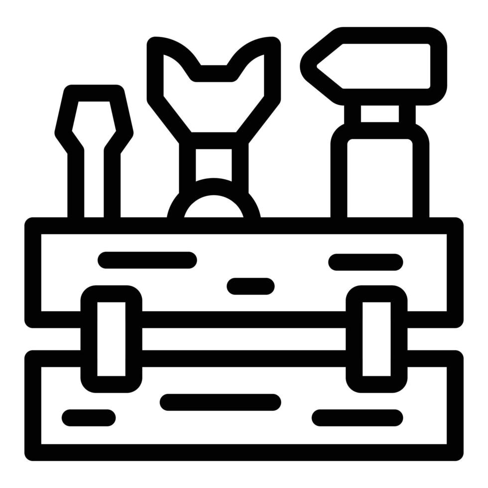 vector de contorno de icono de caja de herramientas completa. kit de caja de herramientas