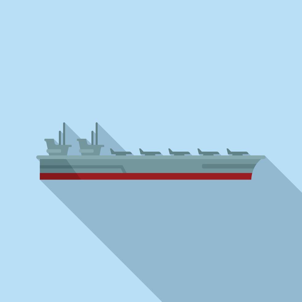 Military aircraft carrier icon flat vector. Navy ship vector