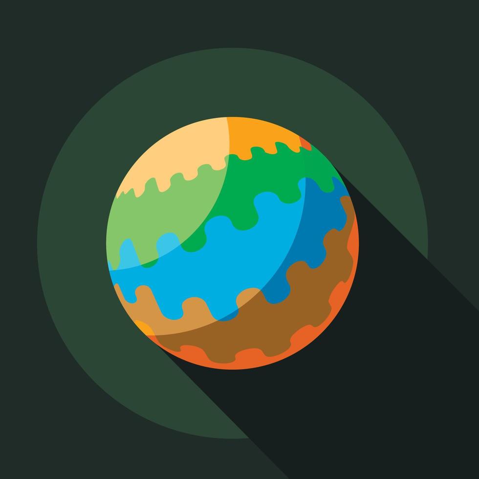 Round planet icon, flat style vector