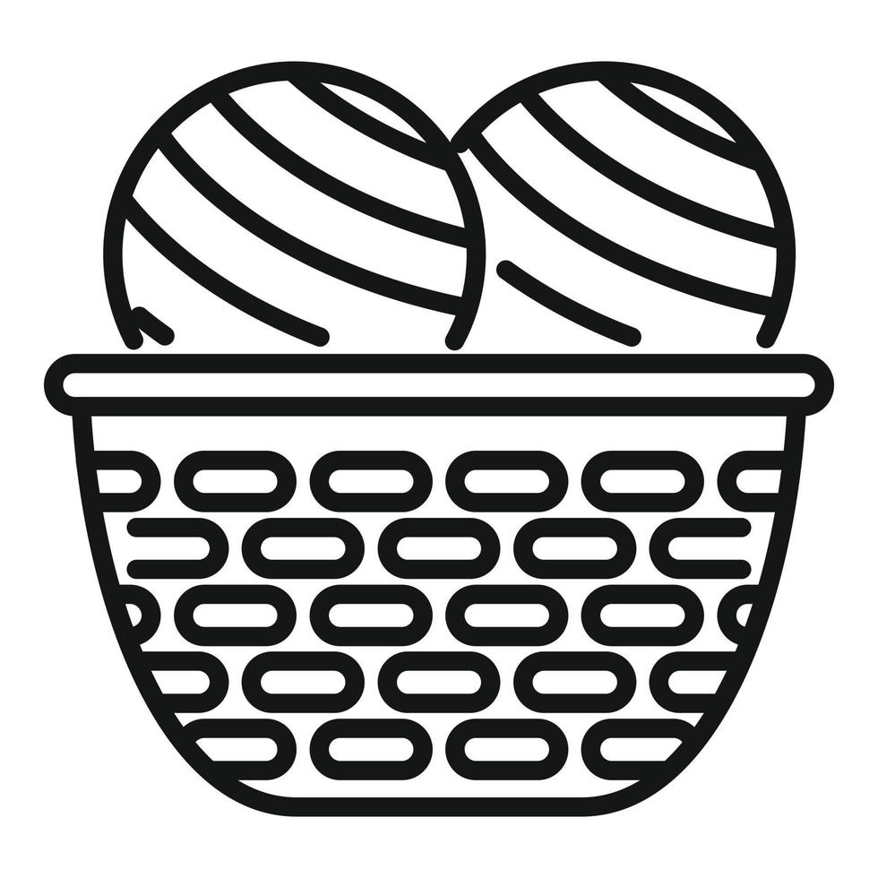 Basket wool ball icon outline vector. Knit yarn vector