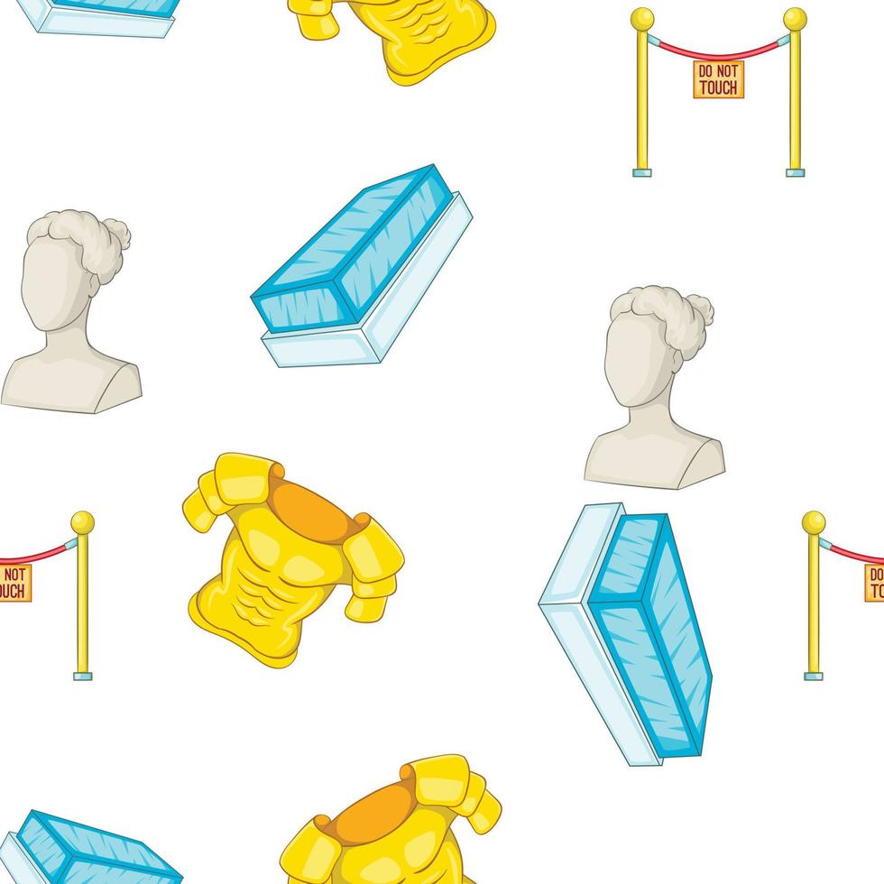 Museum elements pattern, cartoon style vector