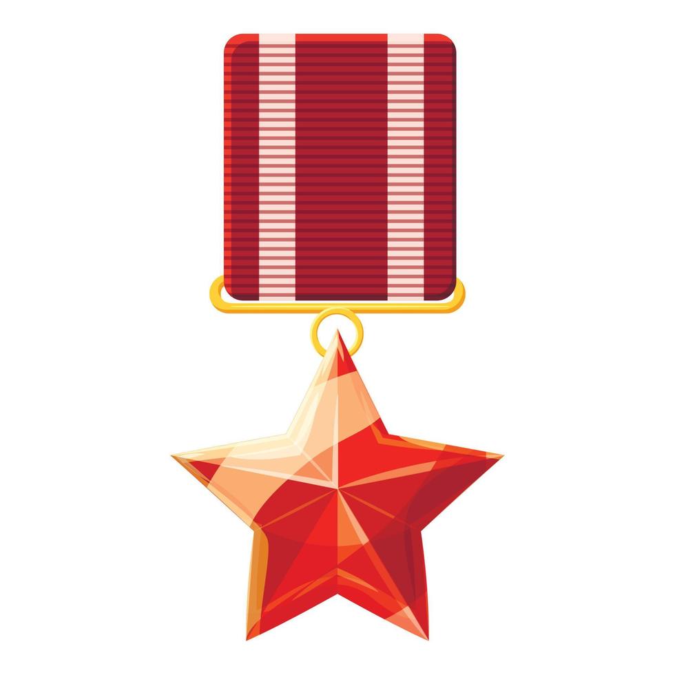 orden roja con icono de estrella, estilo de dibujos animados vector