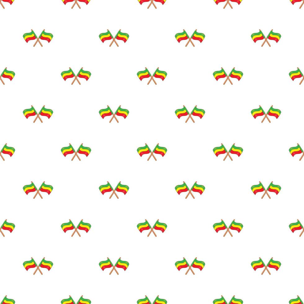 Rastafarian crossed flags pattern, cartoon style vector