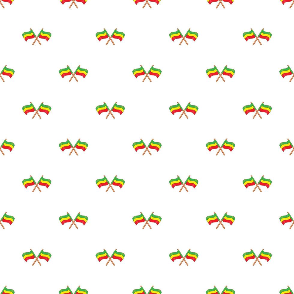 Rastafarian crossed flags pattern, cartoon style vector