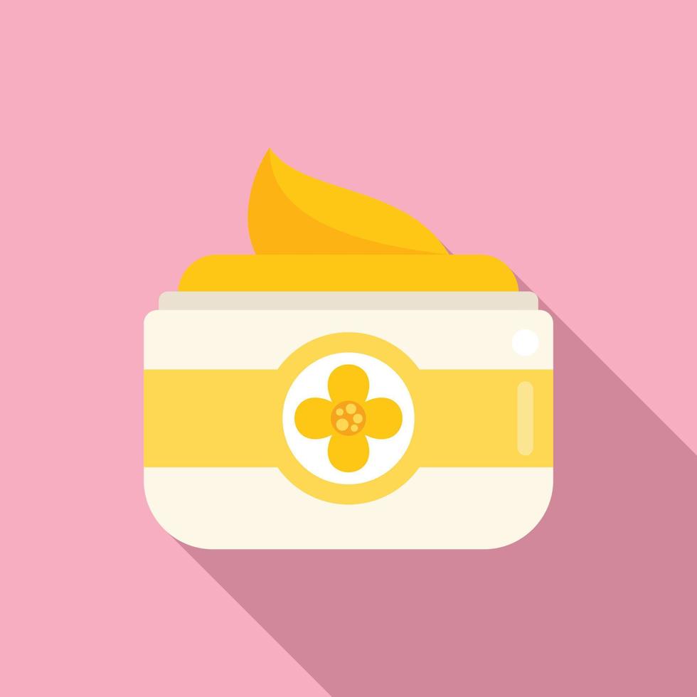 Canola cream jar icon flat vector. Oil plant vector