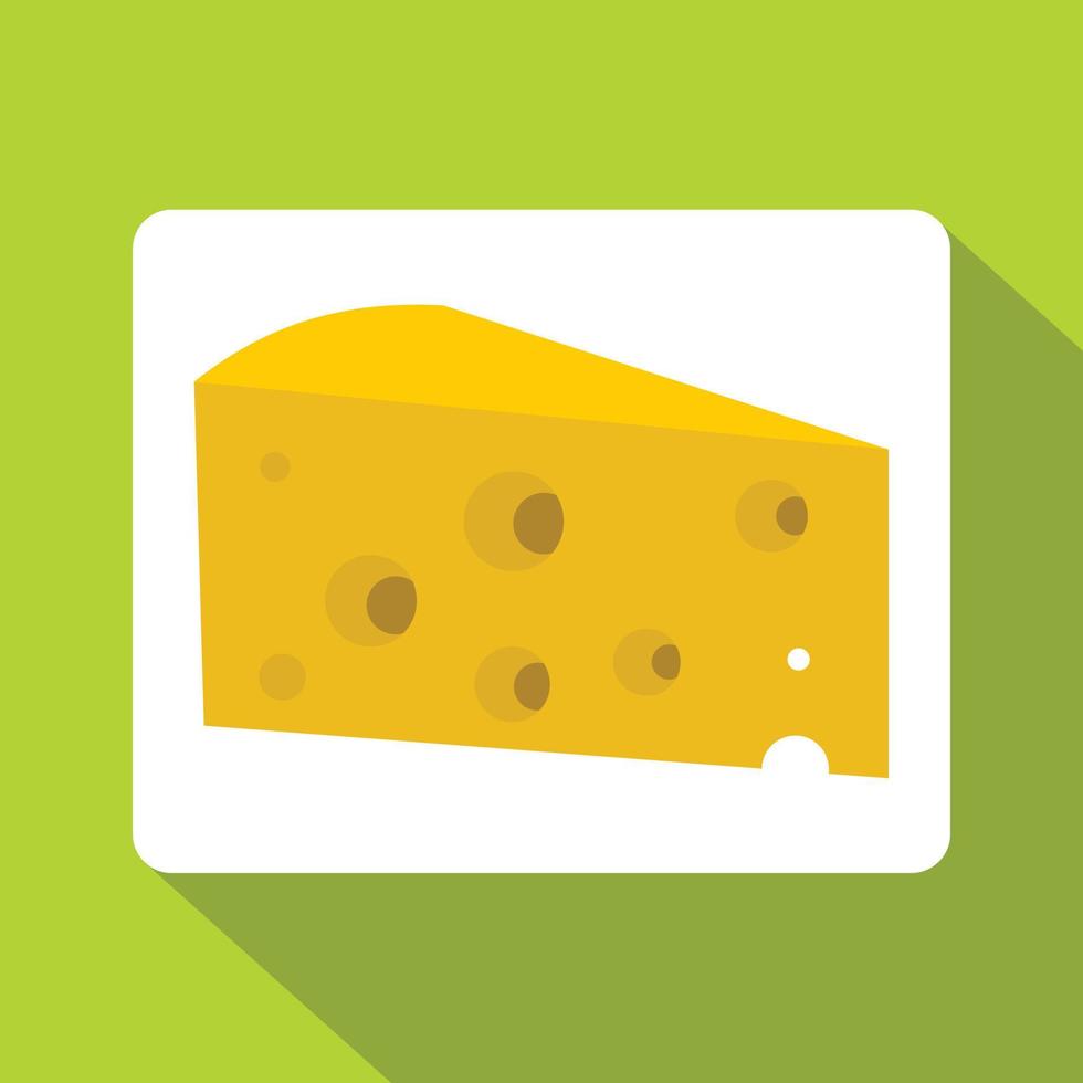 icono de trozo de queso, estilo plano vector