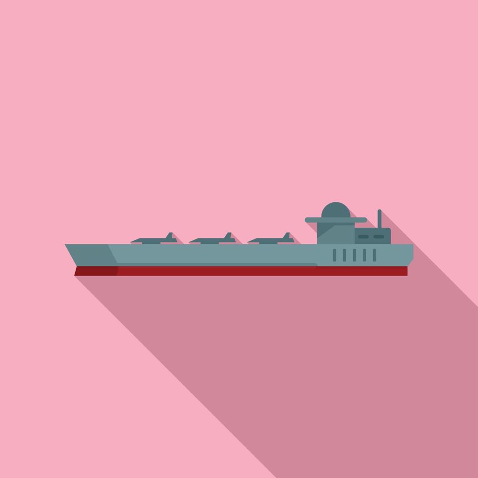 Weapon carrier ship icon flat vector. Navy battleship vector