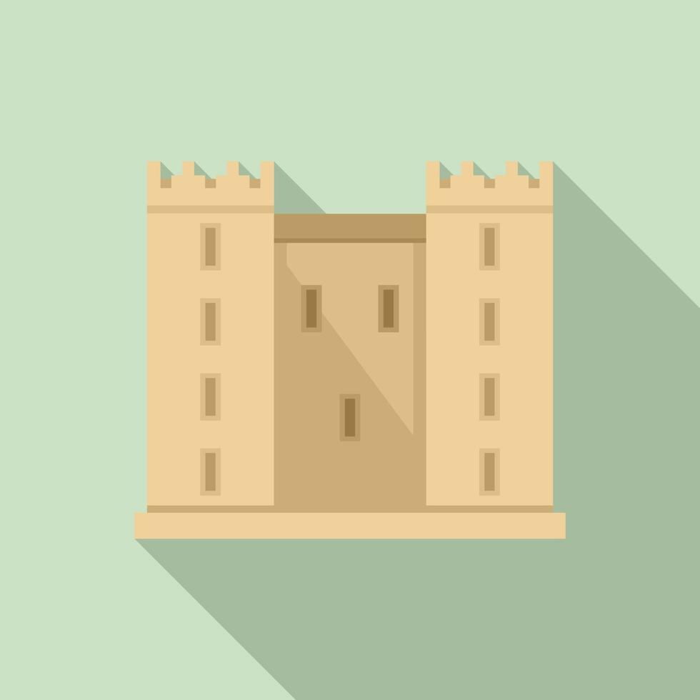 Castle facade icon flat vector. Old medieval castle vector