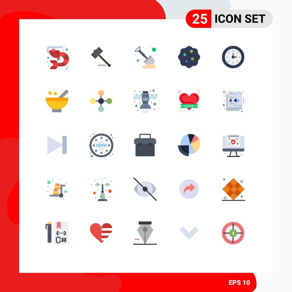 Flat Color Pack of 25 Universal Symbols of medicine bacterium hammer mining sand Editable Vector Design Elements