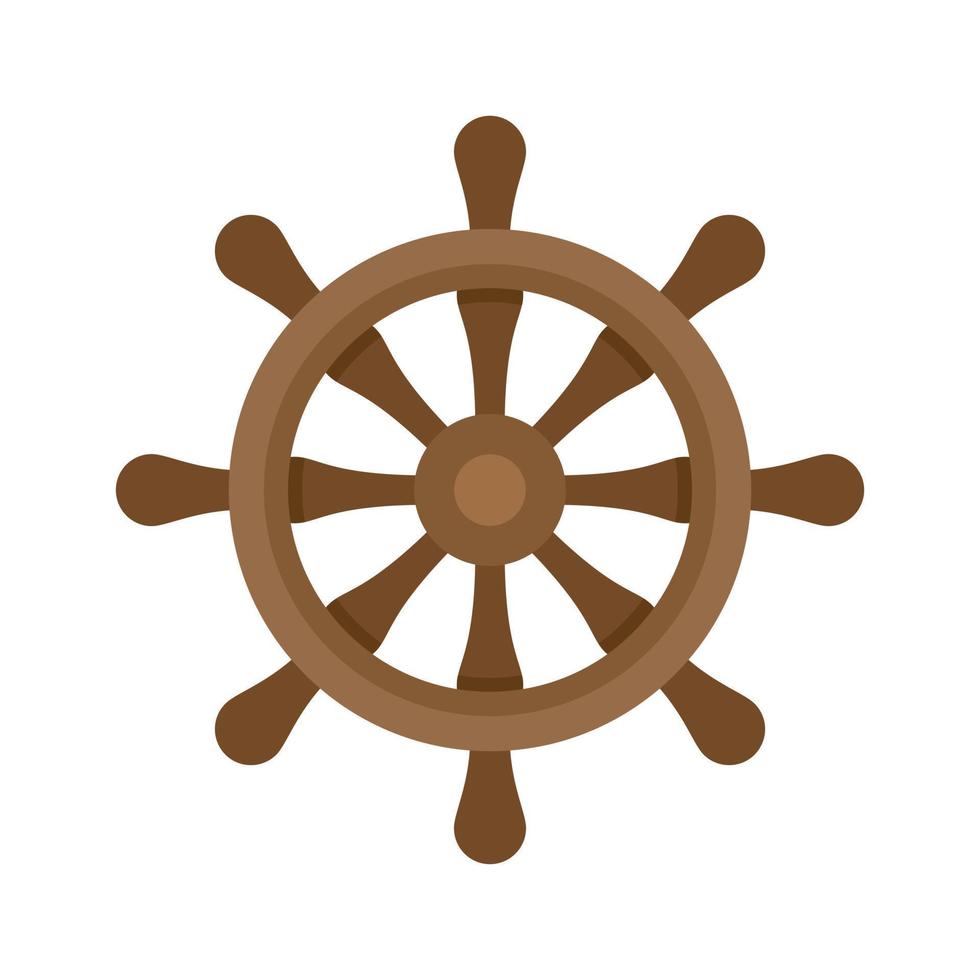 icono de rueda de barco náutico vector aislado plano