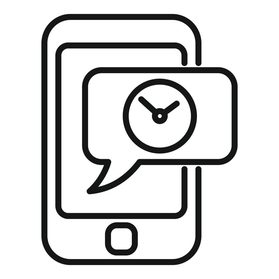 vector de contorno de icono de hora de trabajo de smartphone. tiempo flexible