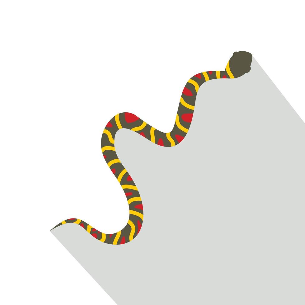 Gray snake with yellow stripes and red spots icon vector