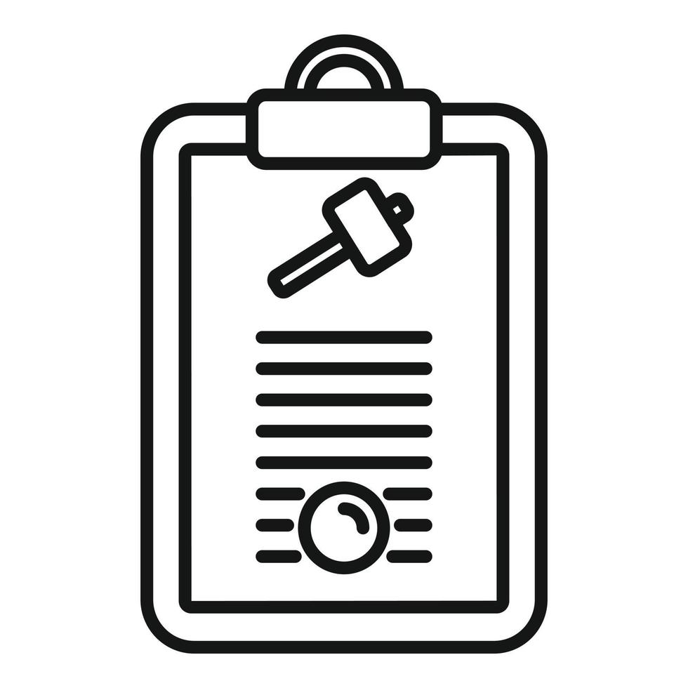 Auction clipboard icon outline vector. Judge process vector