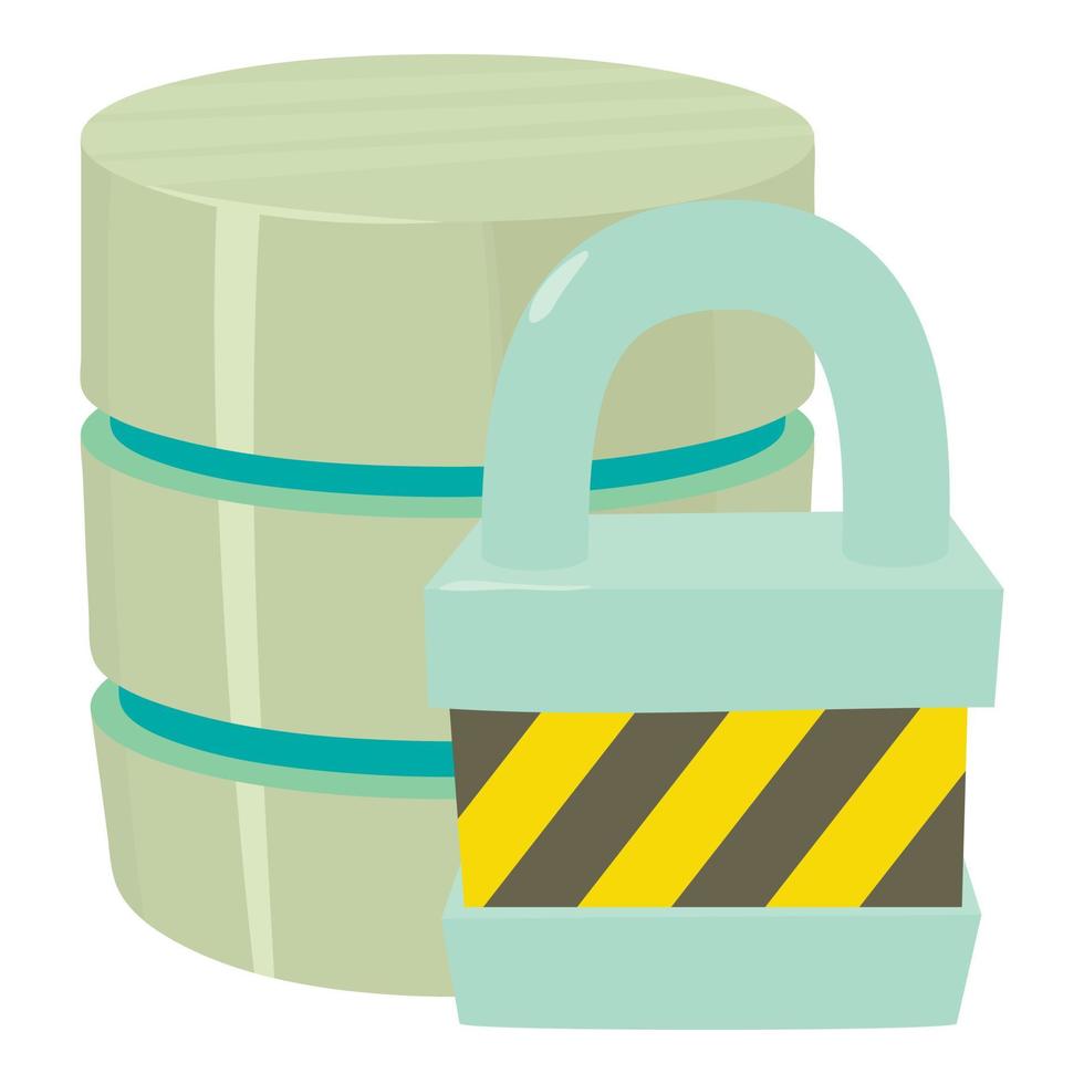 Blocked database icon, cartoon style vector