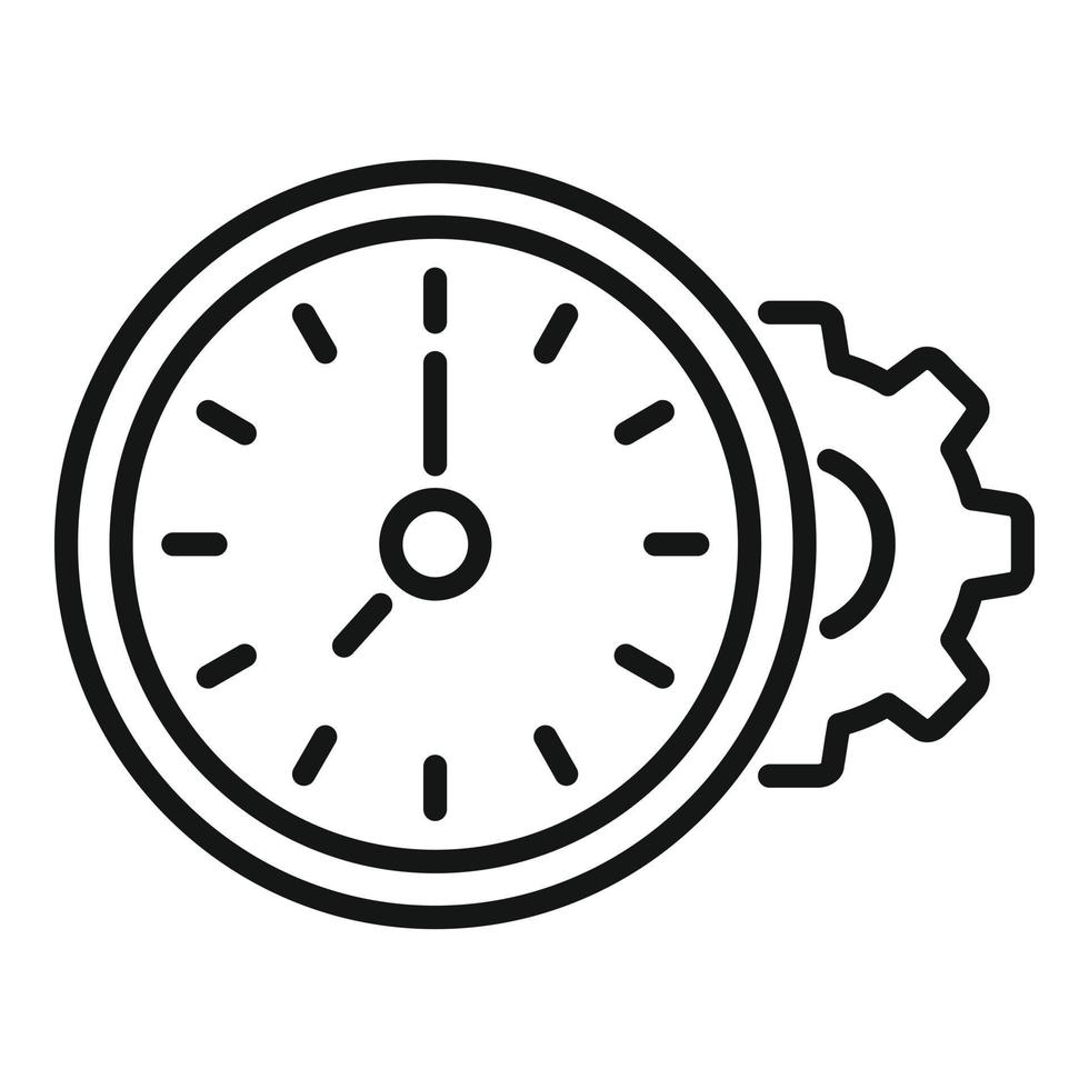 Clock gear time icon outline vector. Work control vector