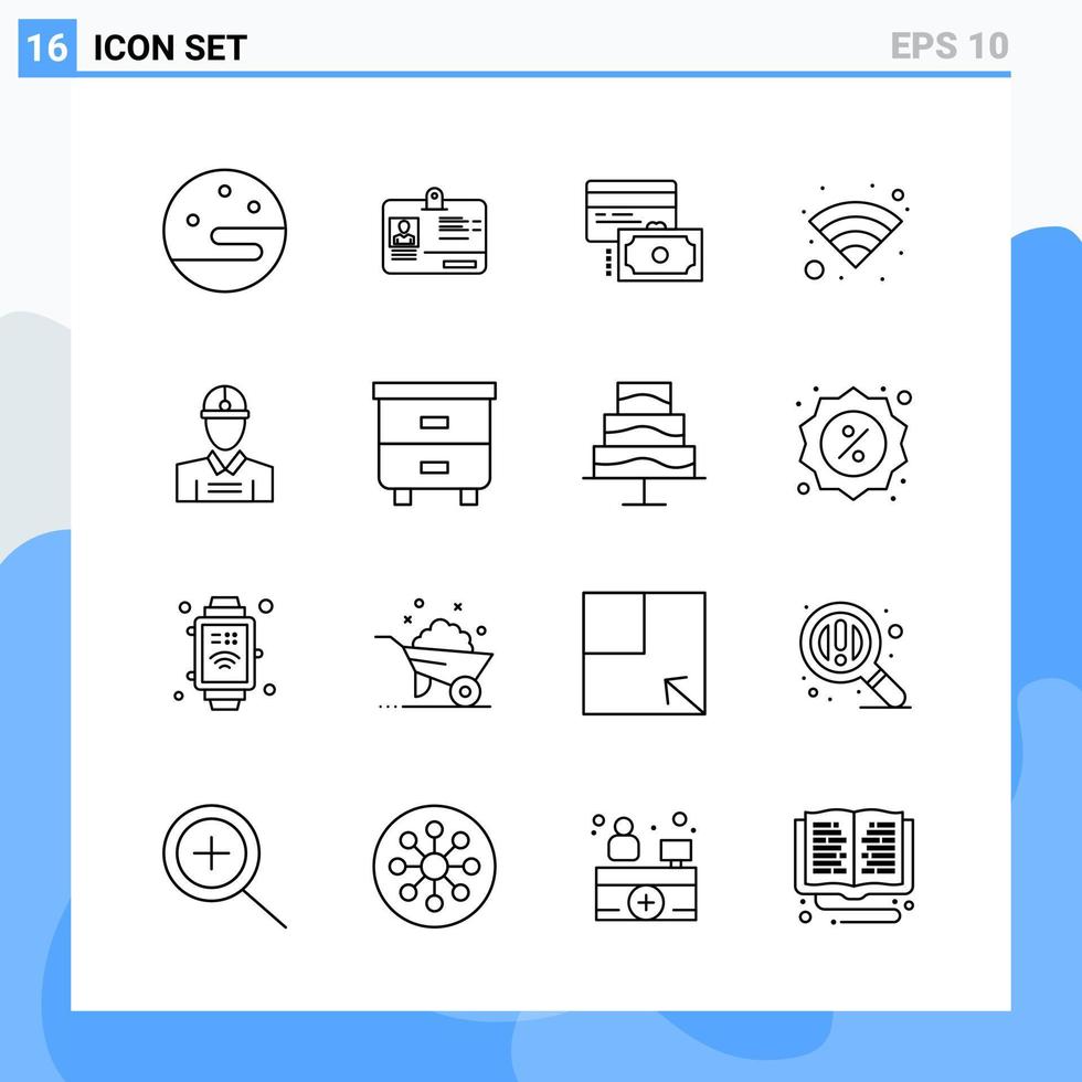 Modern 16 Line style icons. Outline Symbols for general use. Creative Line Icon Sign Isolated on White Background. 16 Icons Pack. vector