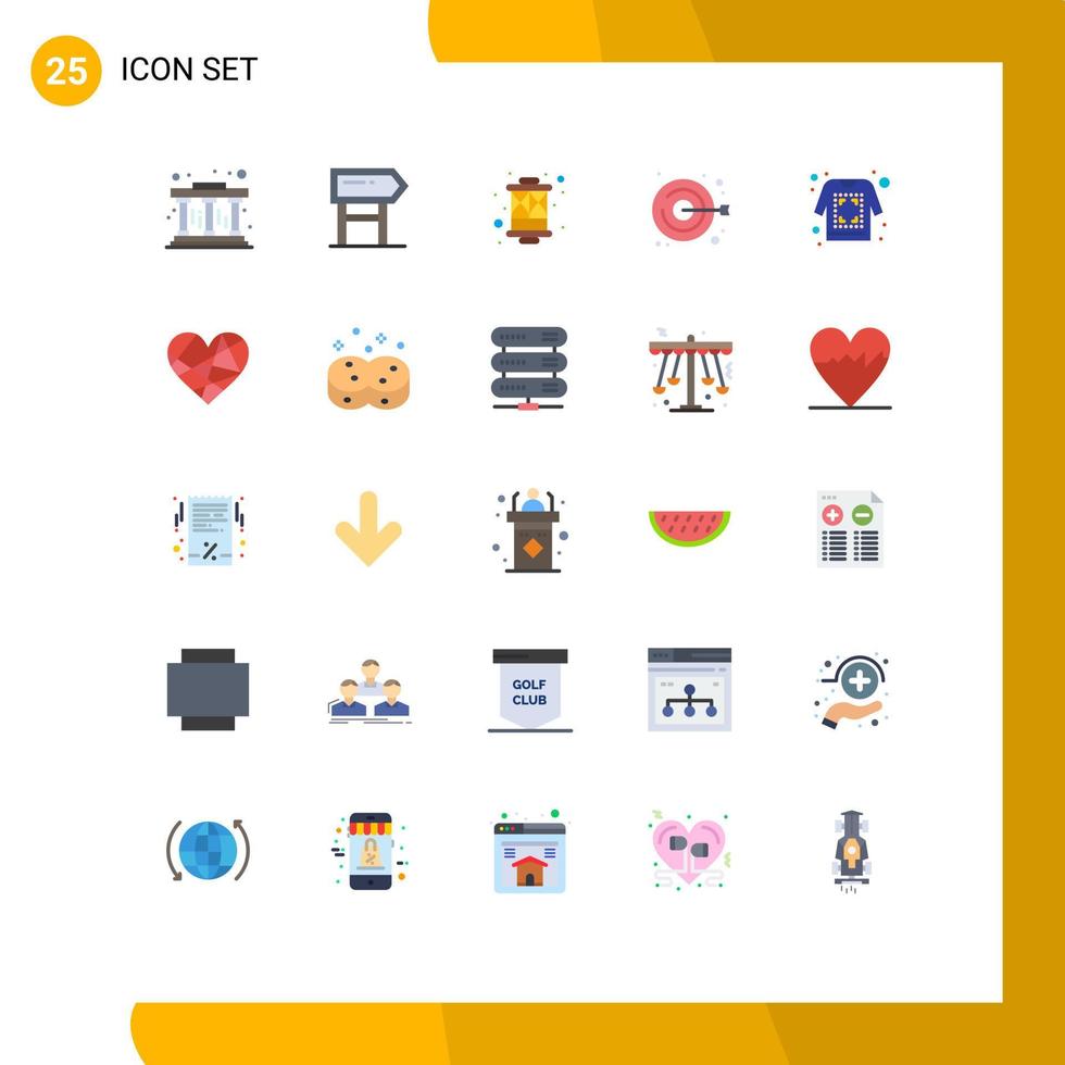 conjunto de 25 iconos modernos de la interfaz de usuario símbolos signos para la cultura de impresión de camisas bordado artesanal elementos de diseño vectorial editables vector