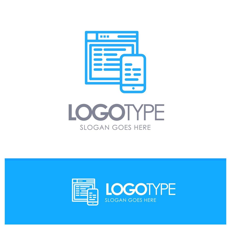 Responsive Design Website Mobile Blue Logo Line Style vector