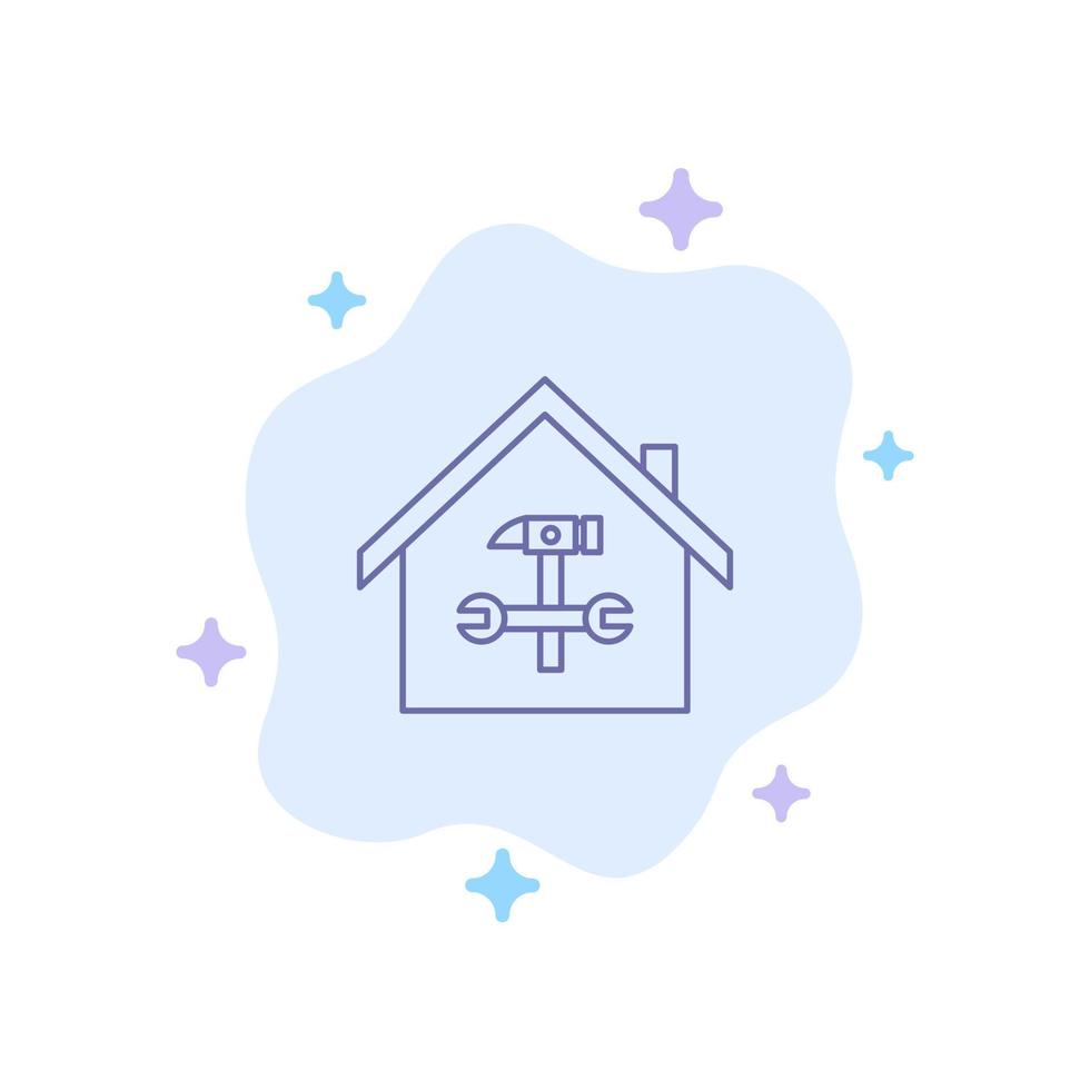 Home Building Construction Repair Hammer Wrench Blue Icon on Abstract Cloud Background vector