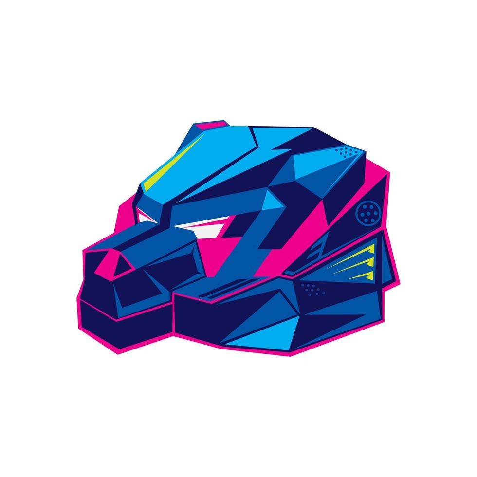 Robotic Bear Head in Futuristic color style, perfect for T shirt design, sticker, also electronic Music Band logo vector