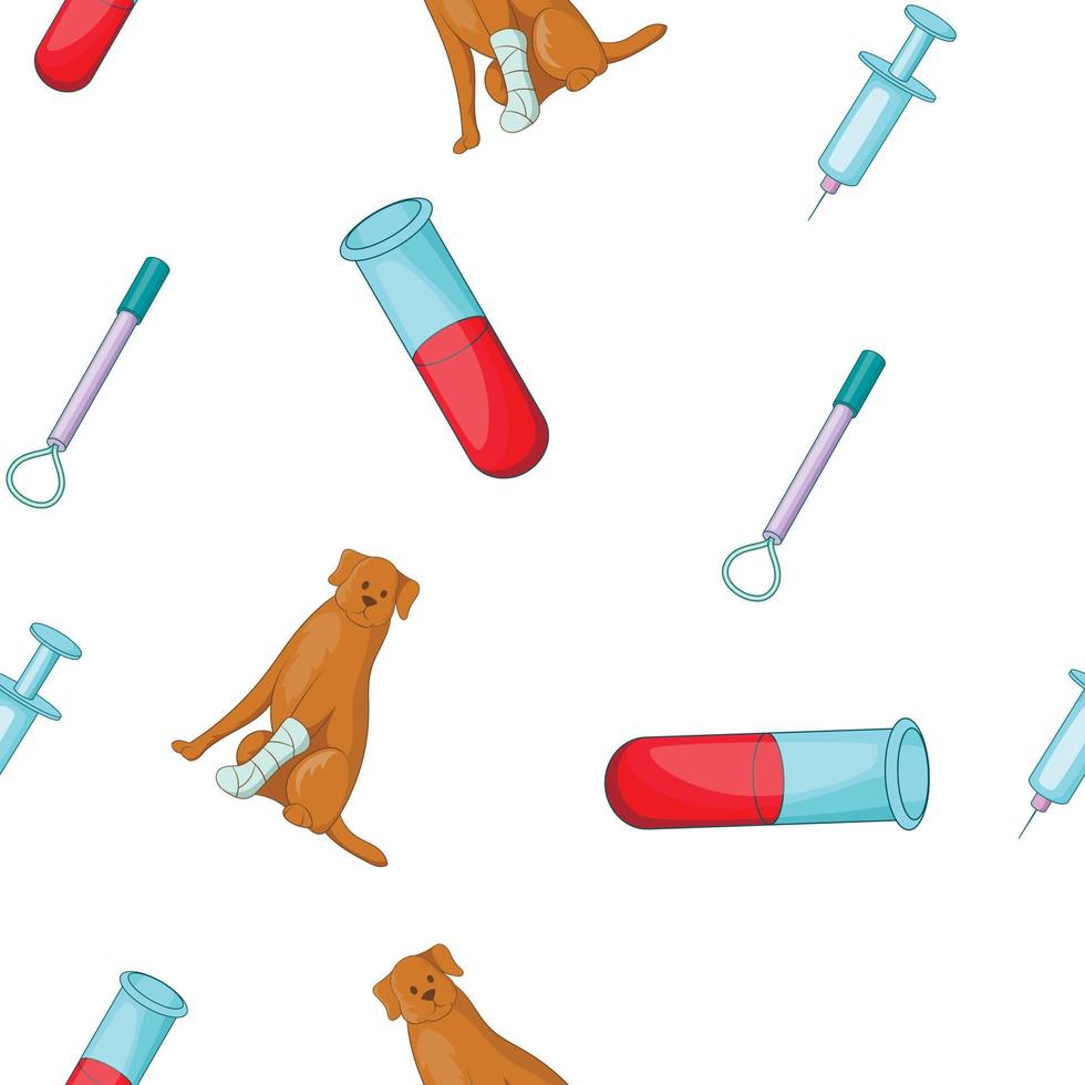 Veterinary things pattern, cartoon style vector