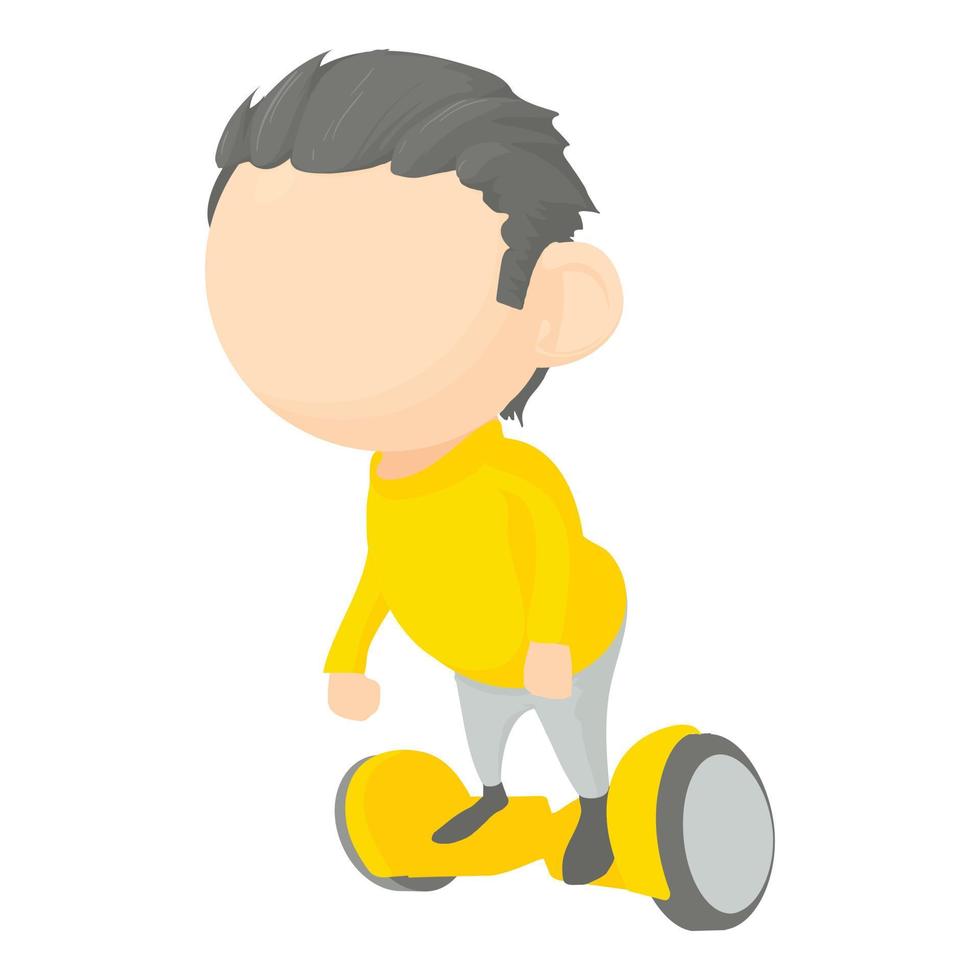 Boy on segway icon, cartoon style vector