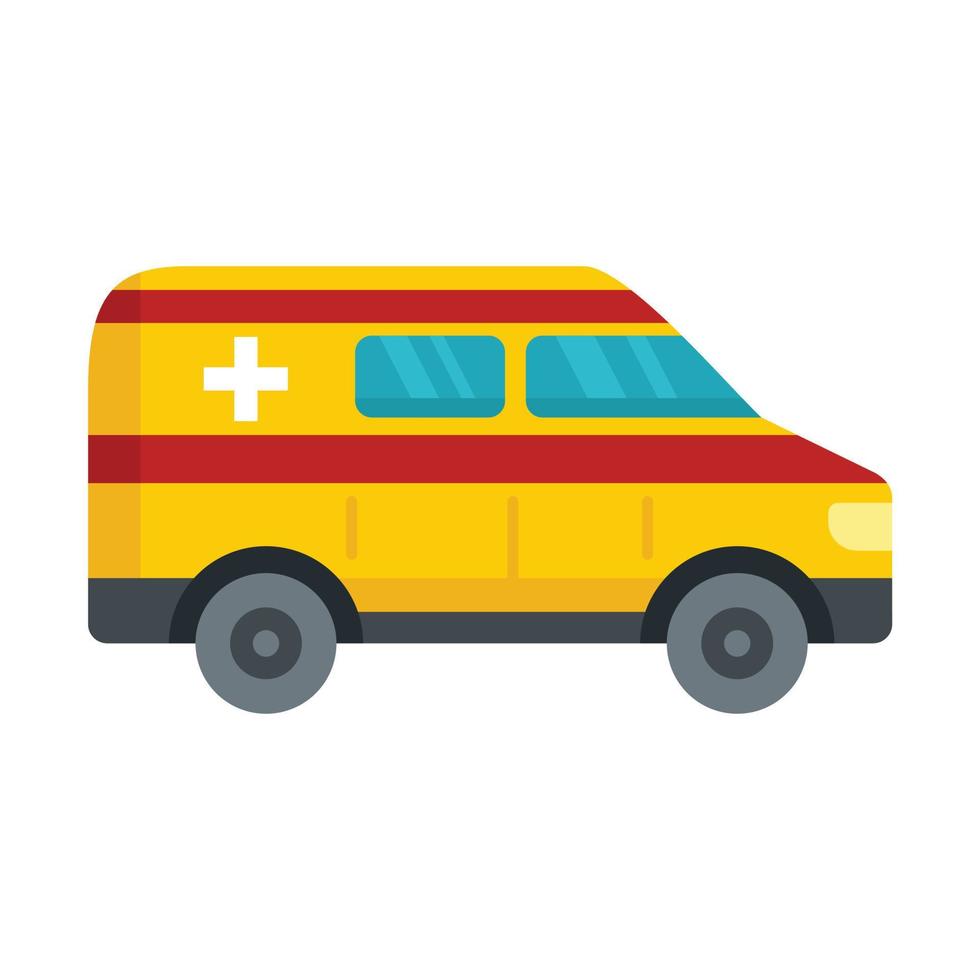 ambulancia, coche, icono, plano, aislado, vector