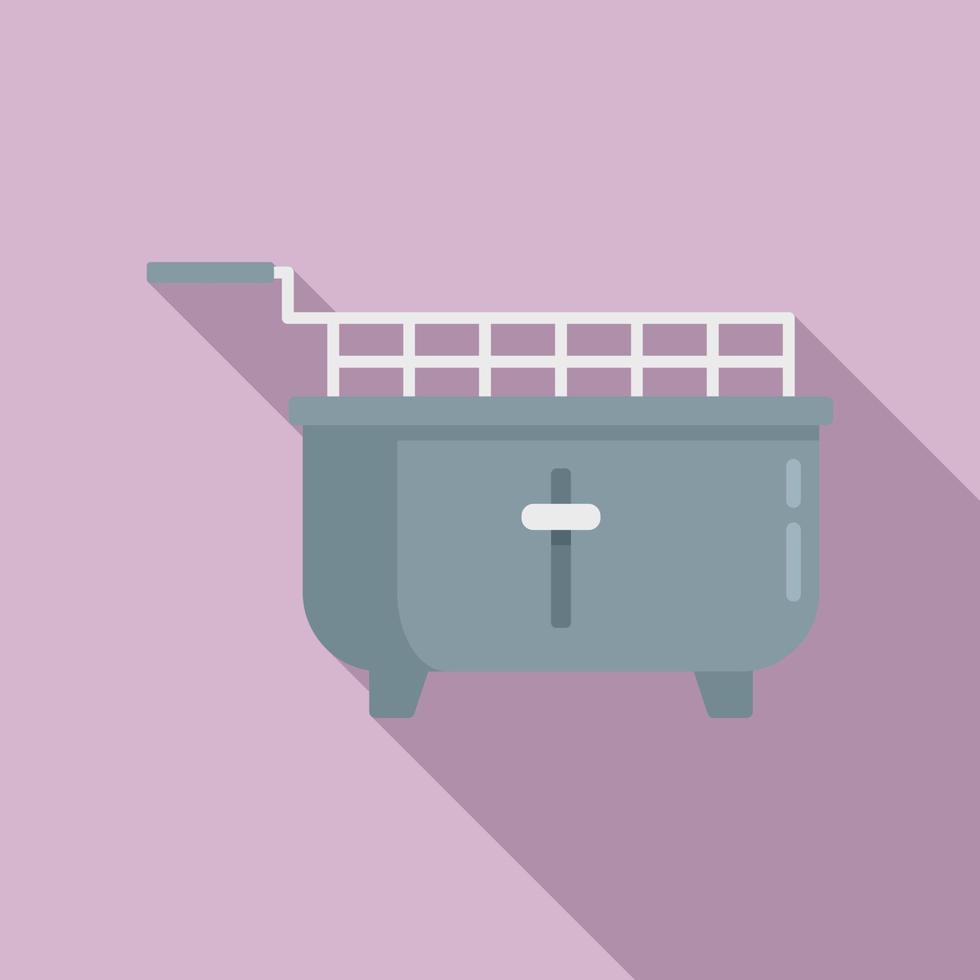 Deep fryer cooking icon flat vector. Fry basket vector