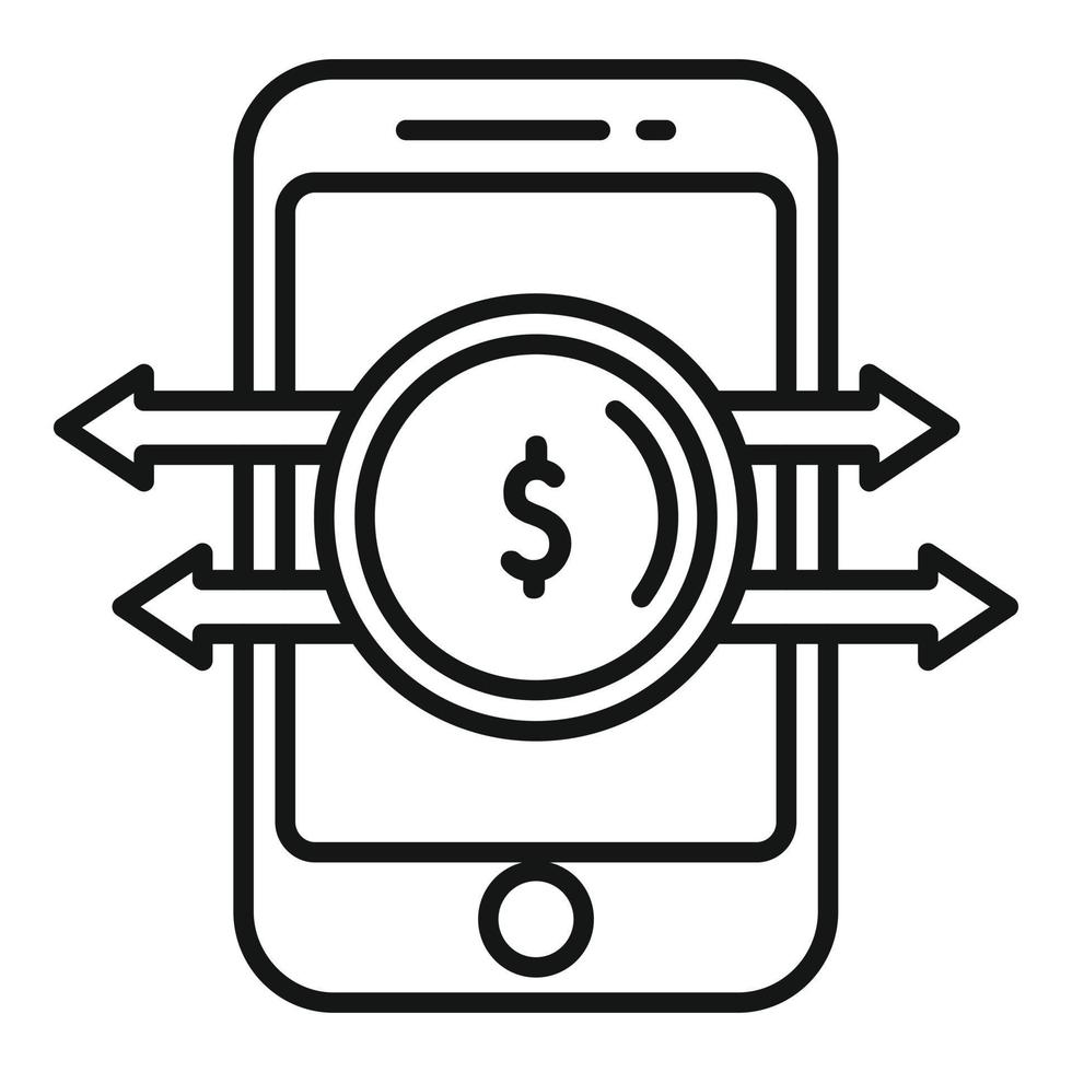 Smartphone monetize icon outline vector. Media content vector