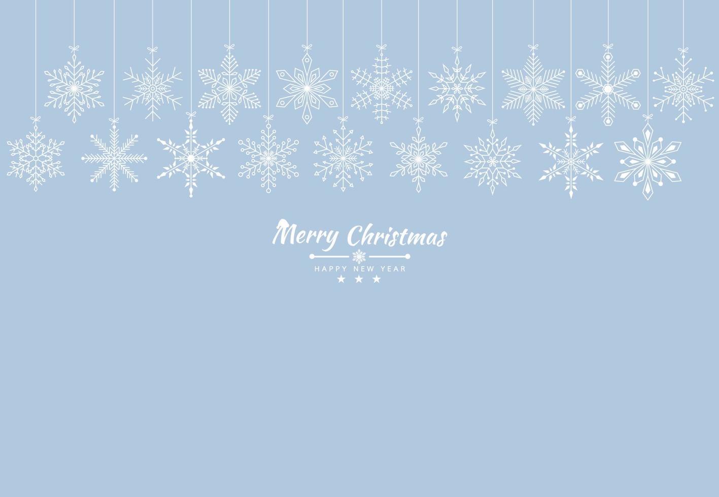 Merry Christmas and Happy New Year background with Christmas tree made of snowflakes. Vector illustration