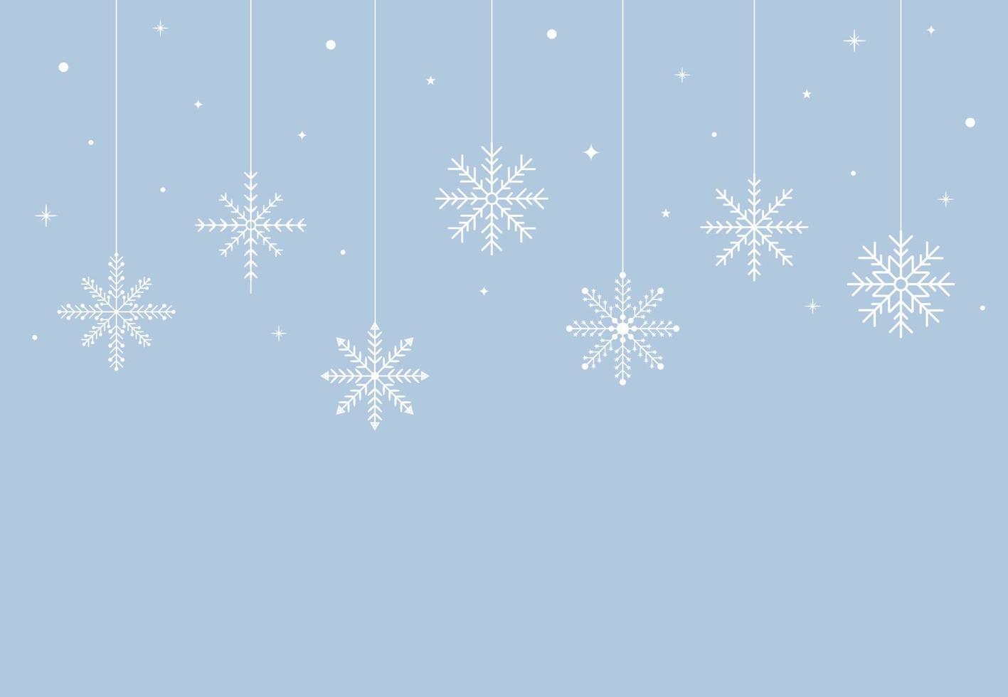 Christmas background. Decorative winter background with snowflakes, snow, stars design elements. Vector illustration