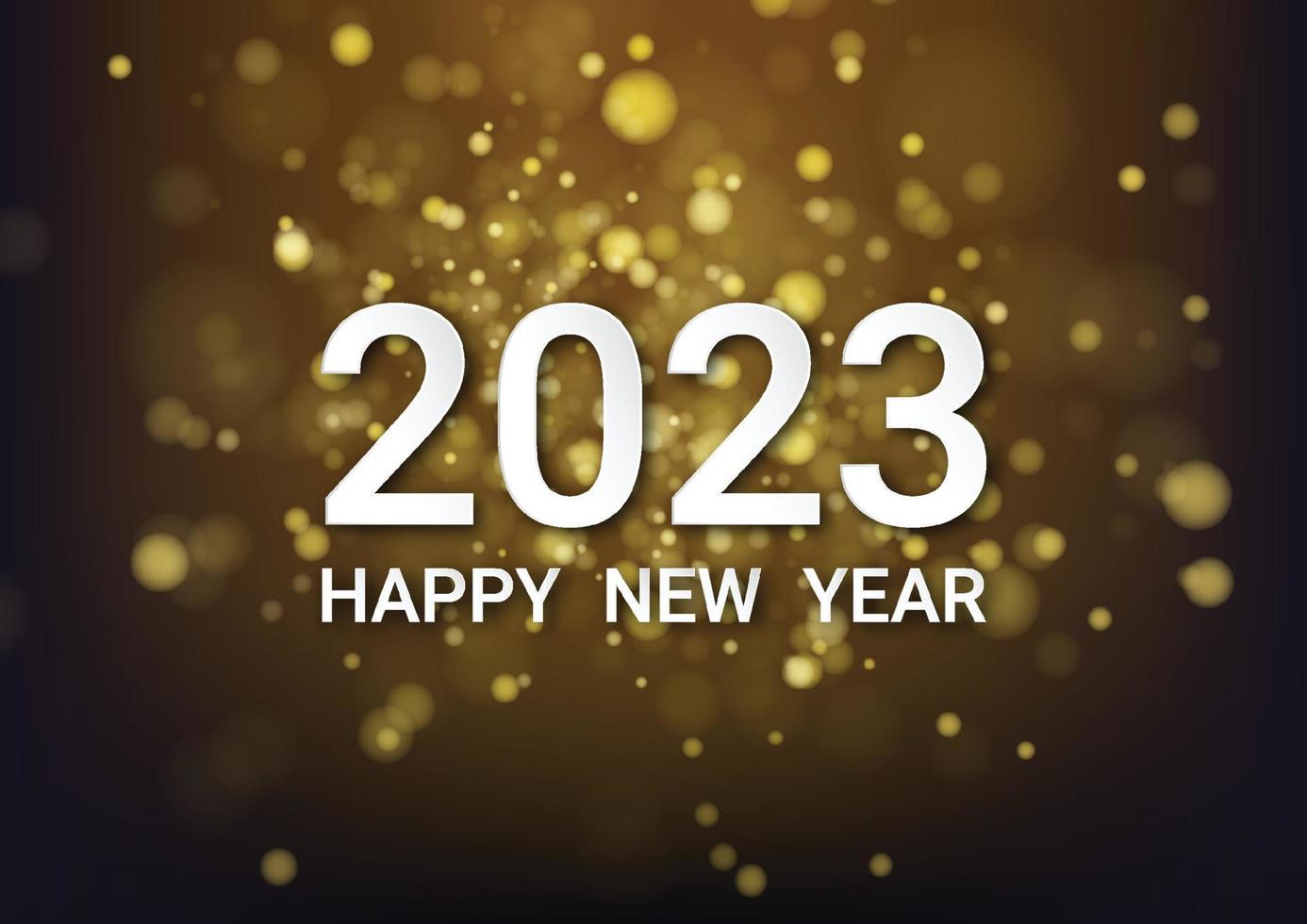 Happy new year 2023 with gold bokeh. Vector illustration