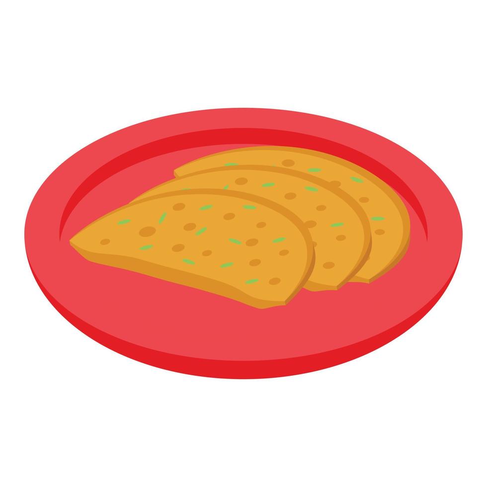 panadería pita icono vector isométrico. plato de pan