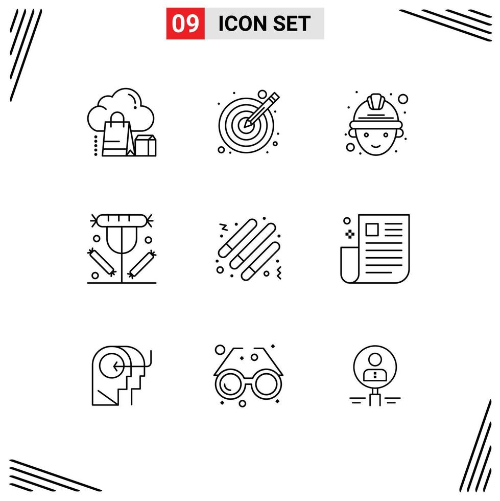9 Thematic Vector Outlines and Editable Symbols of drum food vectors drink breakfast Editable Vector Design Elements