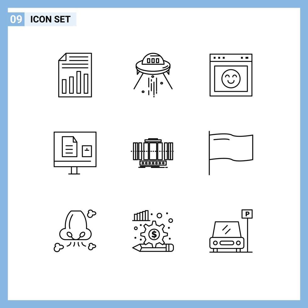 9 Thematic Vector Outlines and Editable Symbols of learning education rocket e interface Editable Vector Design Elements