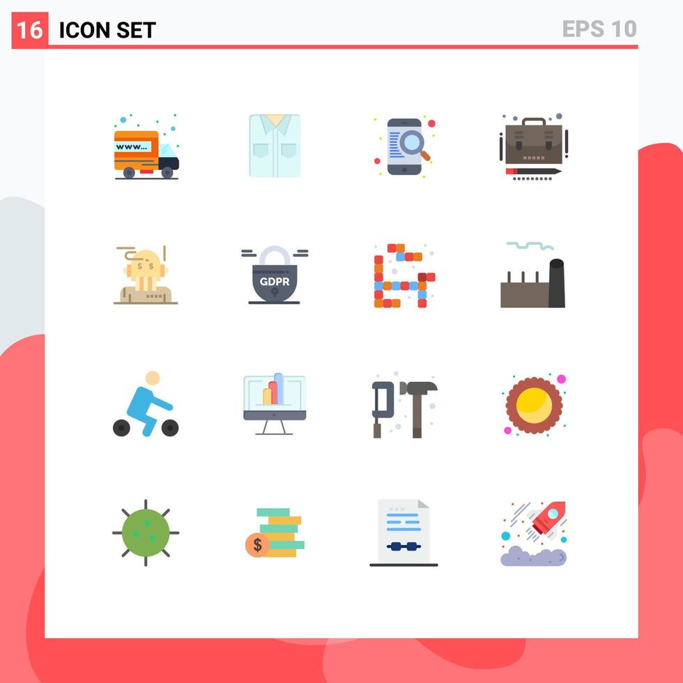 16 Creative Icons Modern Signs and Symbols of adviser case find portfolio business Editable Pack of Creative Vector Design Elements