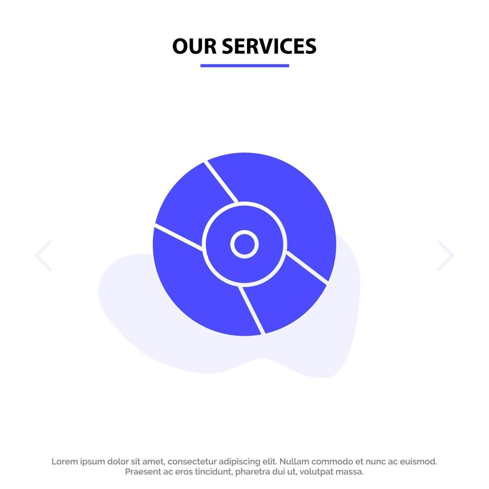 Our Services Cd Dvd Disk Device Solid Glyph Icon Web card Template vector