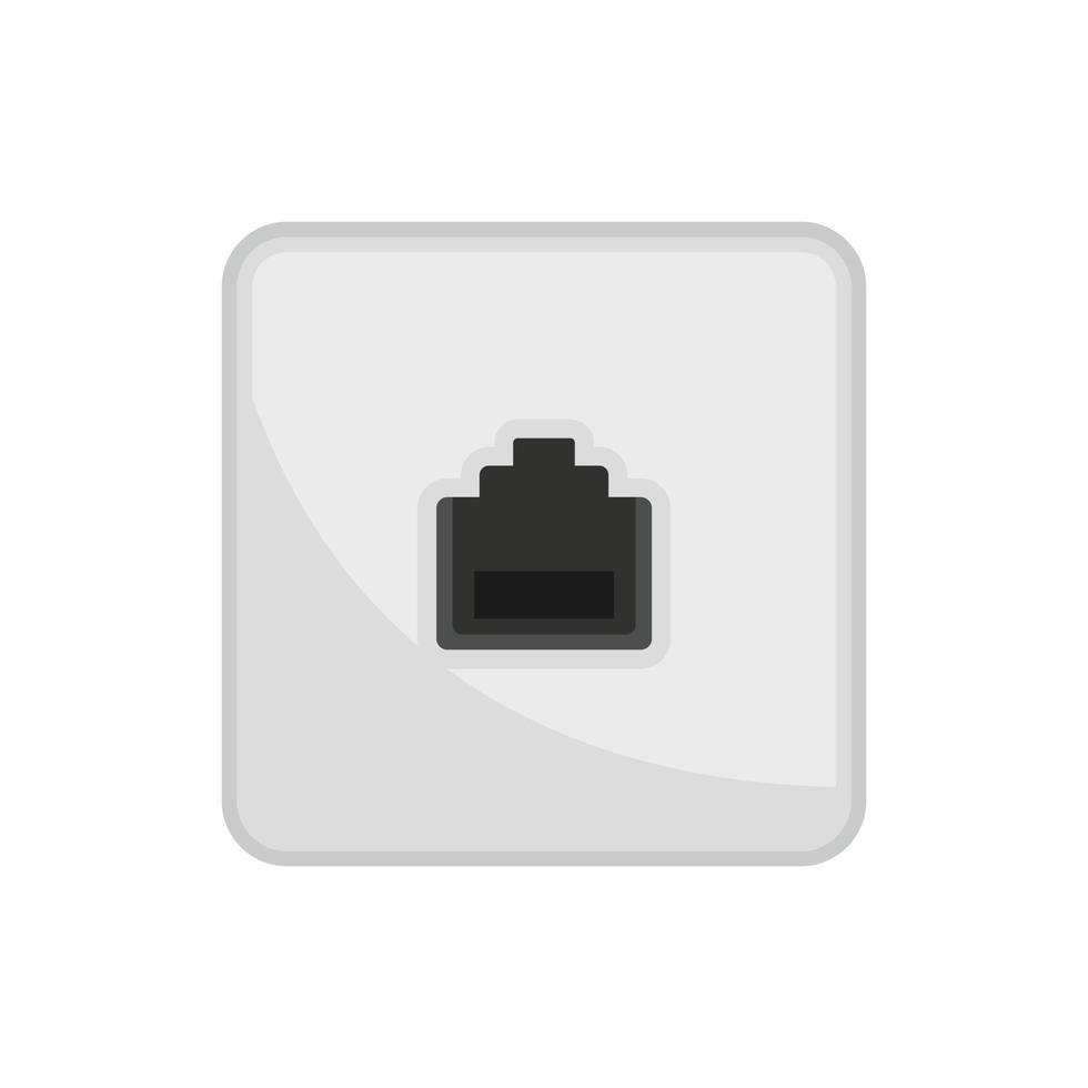 Lan port wall socket icon flat isolated vector