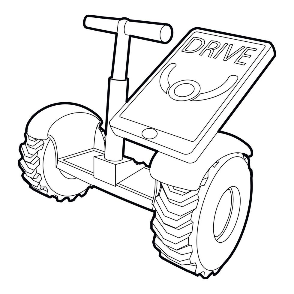 conducir en icono de segway, estilo de contorno vector