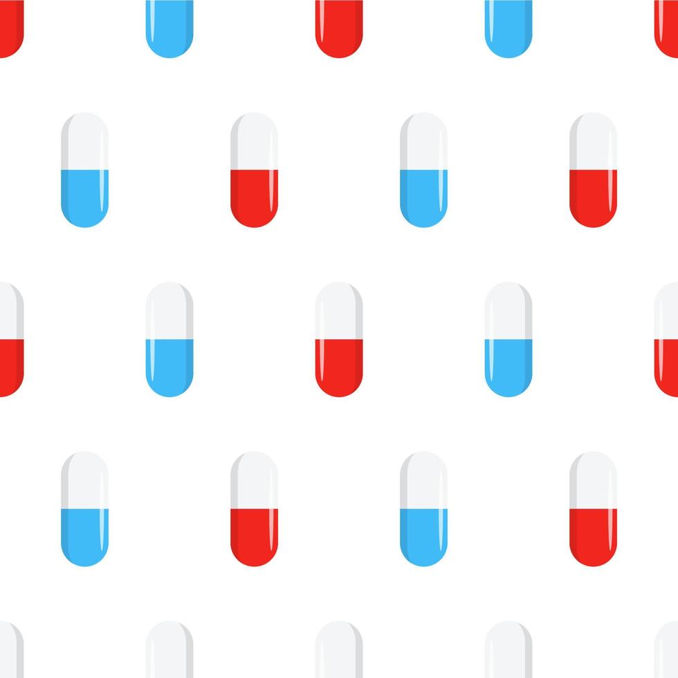 Pattern with the image of tablets and capsules vector