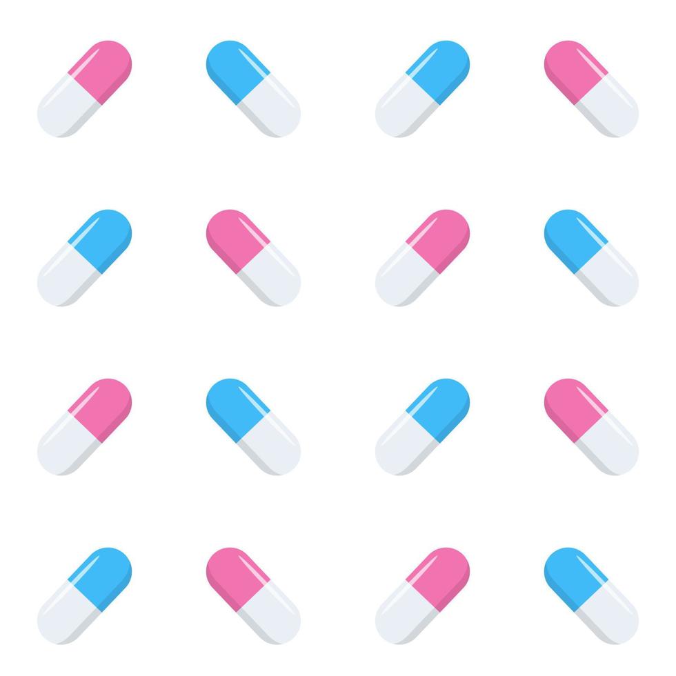seamless pattern with pills and capsules vector