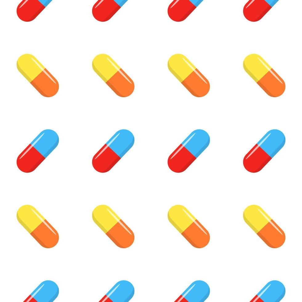 seamless pattern with pills and capsules vector