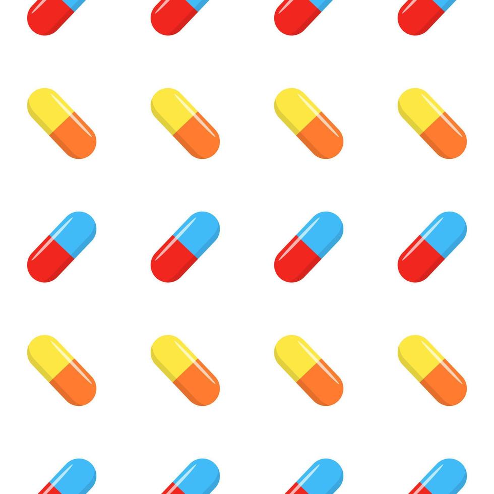 seamless pattern with pills and capsules vector