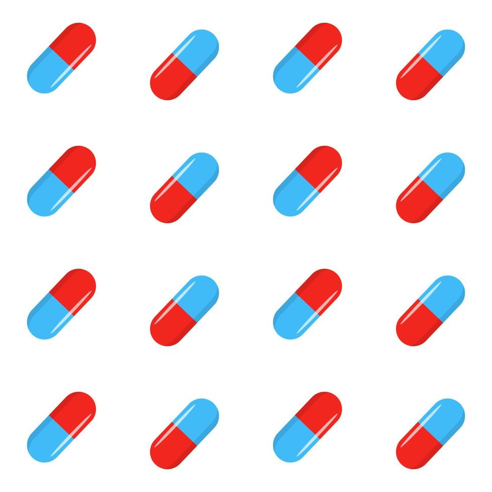 seamless pattern with pills and capsules vector