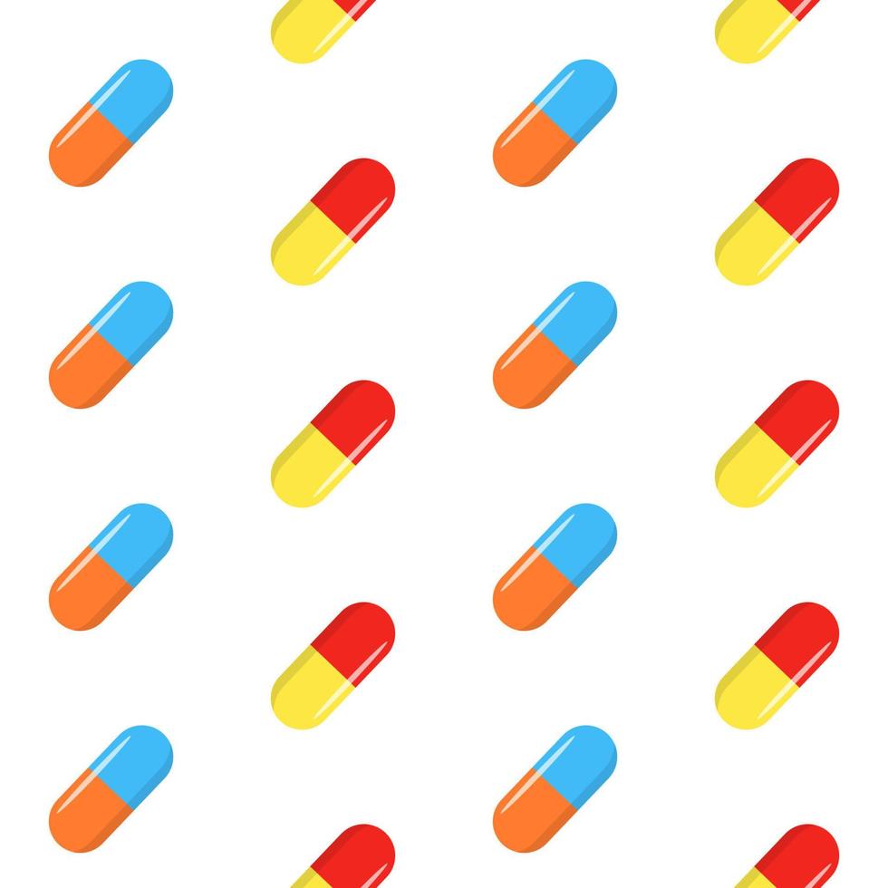 seamless pattern with pills and capsules vector