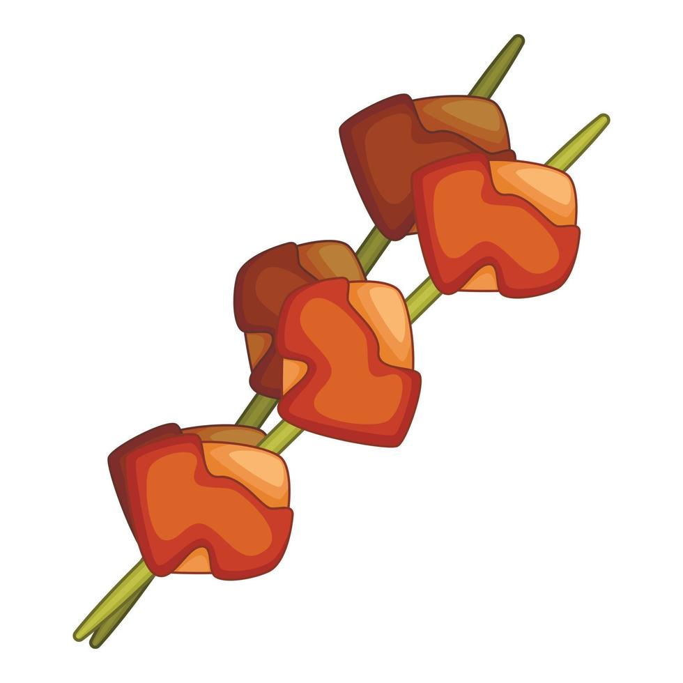 Yakitori, barbecued chicken icon, cartoon style vector