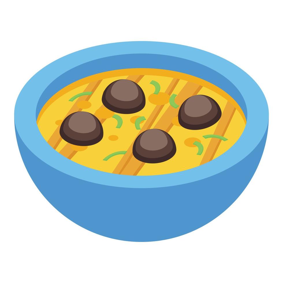 Shiitake soup icon isometric vector. Mushroom food vector