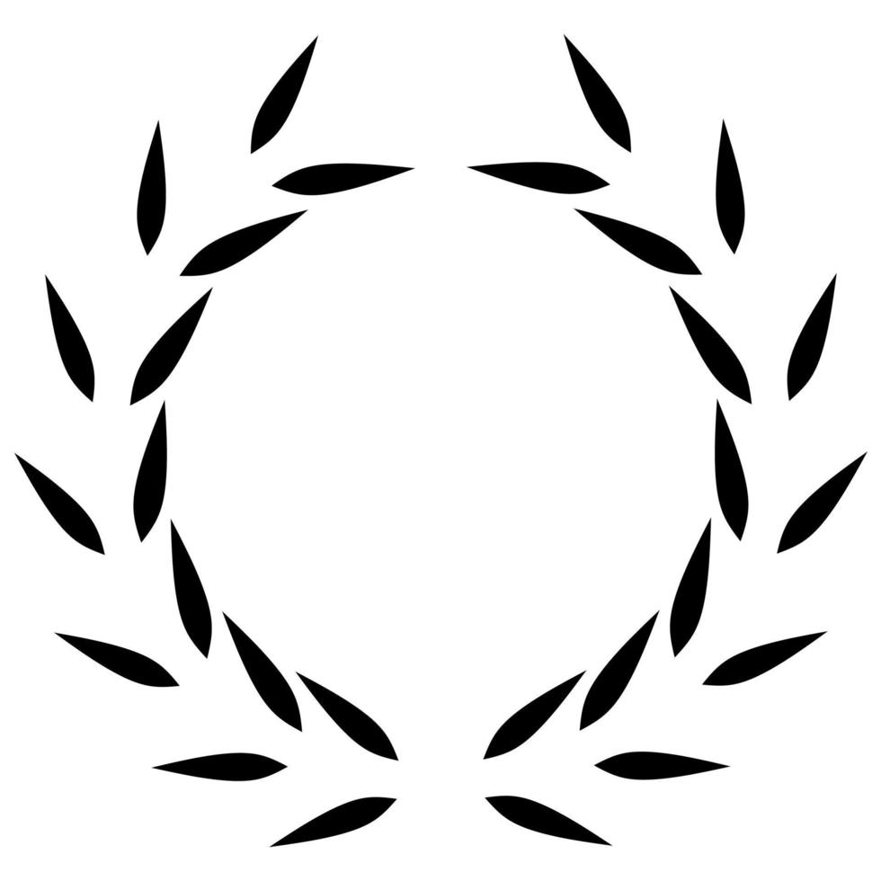 Black laurel wreath in circular shape on white background. Great for logo design templates, prize winnings and community. vector