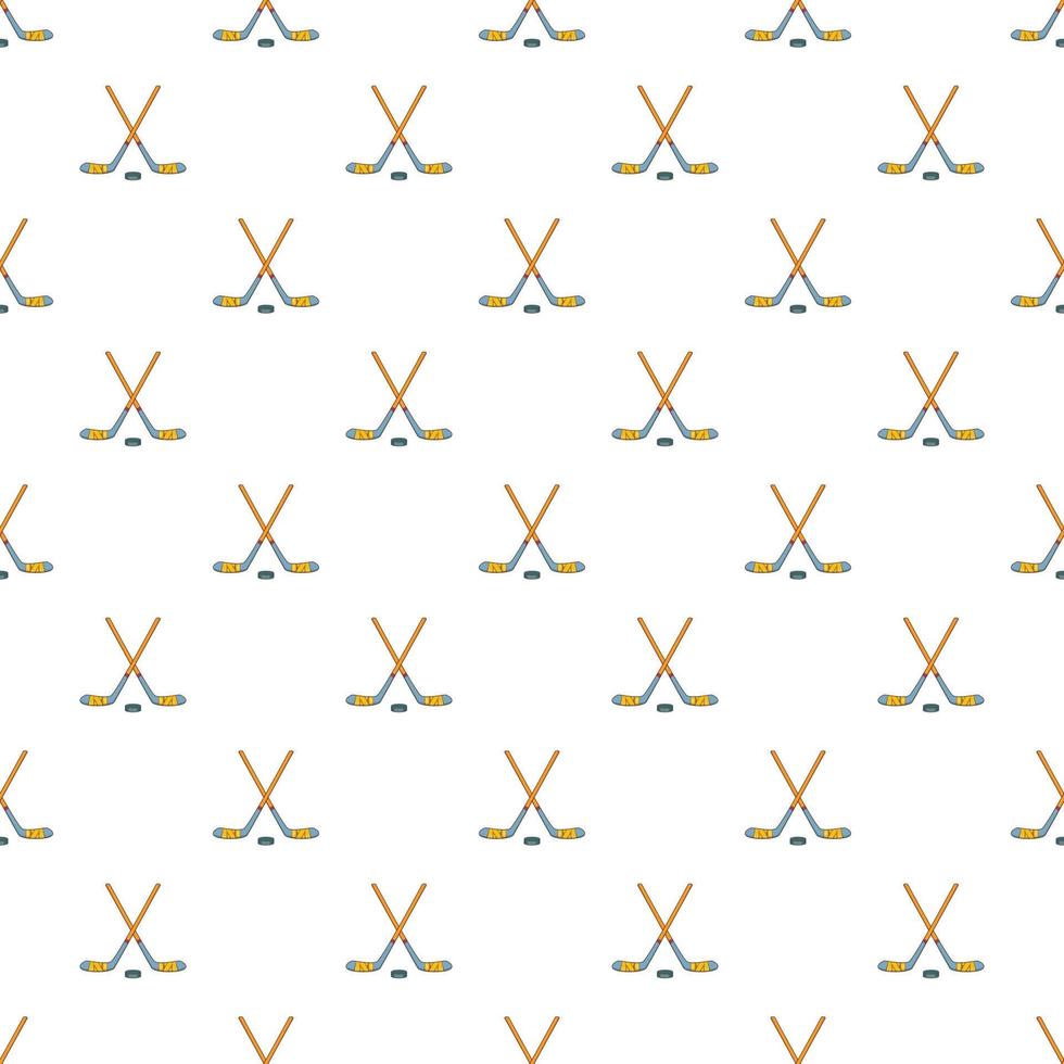 Hockey sticks and puck pattern, cartoon style vector
