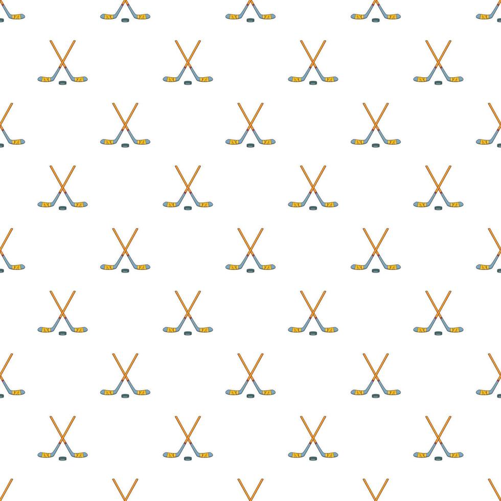 Hockey sticks and puck pattern, cartoon style vector